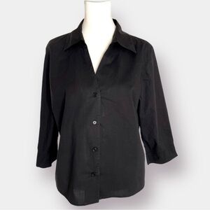 Black Classic V Neck Blouse Size Large